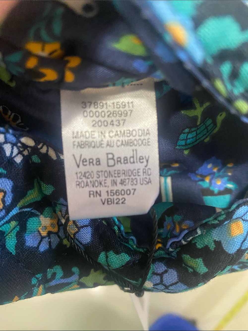 Vera Bradley Navy Floral Quilted Tissue Holder with Blue & Green Accents - Picture 2 of 5
